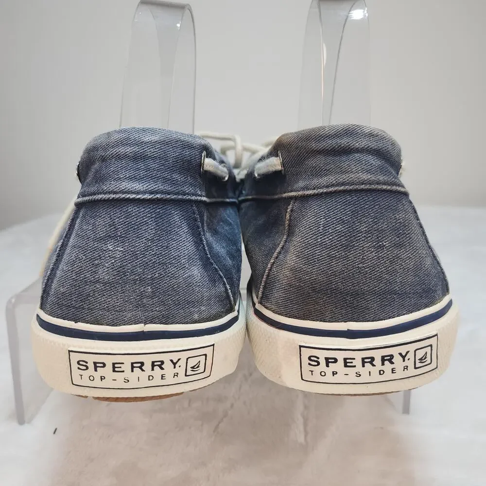 Sperry Top Sider Mens 12 Blue Canvas Boat Shoes Faded Low Tops Fabric Preppy